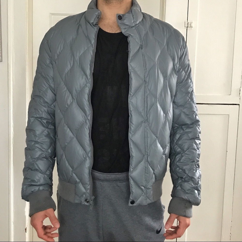 Armani Exchange Grey Quilted Bomber Winter Jacket